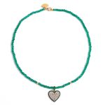 Agate and zircon heart necklace
