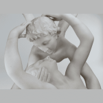 “Psyche revived by Cupid’s Kiss” Italian Marble statue 19th c., signed BIGGI FAUSTO, copy of the famous Canova Statue in the Louvre