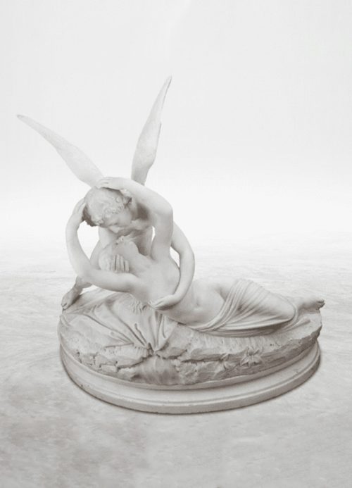 “Psyche revived by Cupid’s Kiss” Italian Marble statue 19th c., signed BIGGI FAUSTO, copy of the famous Canova Statue in the Louvre - Image 2