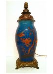 French Porcelain Turquoise Lamp, c. 1900