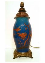 French Porcelain Turquoise Lamp, c. 1900