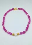 Necklace with pink jade and fresh water pearls