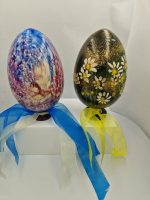 Hand painted and hand made wooden eggs
