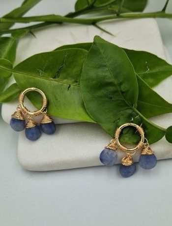 Σκουλαρίκια με μπλε αχατες .