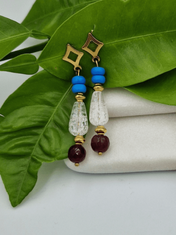 Σκουλαρίκια με turquoise, quarz και αχατες.