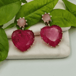Σκουλαρίκια με μεγάλους καρδιές από αχάτη.