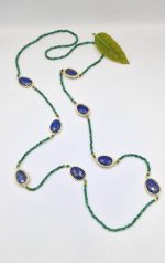 Green agate and lapis lazuli necklace.