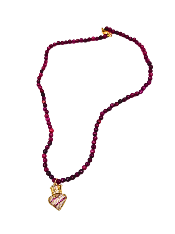 Αχάτης ροδή και καρδιά με ζιρκόν.