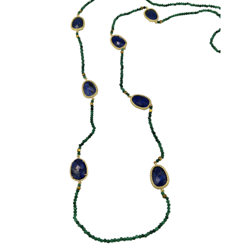 Πράσινος αχάτης και μπλε lapis .