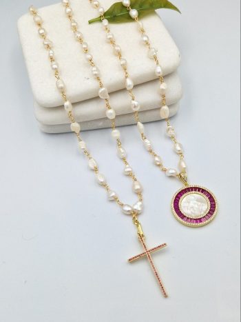 Μαργαριτάρια γλυκού νερού και σταυρός με zirkons.71 εκ. 58 ευρώ. Μαργαριτάρια γλυκού νερού και Μαντόνα από Μαργαριτάρια.