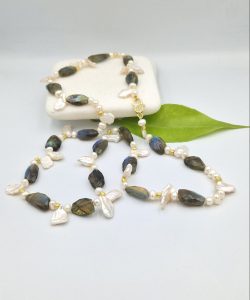 Labradorites and freshwater pearls.