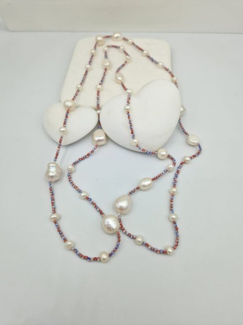 Κολιέ με αχάτη και μαργαριτάρια