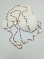 Κολιέ με αχάτη και μαργαριτάρια