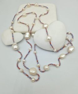 Κολιέ με αχάτη και μαργαριτάρια