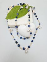 Μπλε αχατες με ακανόνιστα μαργαριτάρια γλυκού νερού.