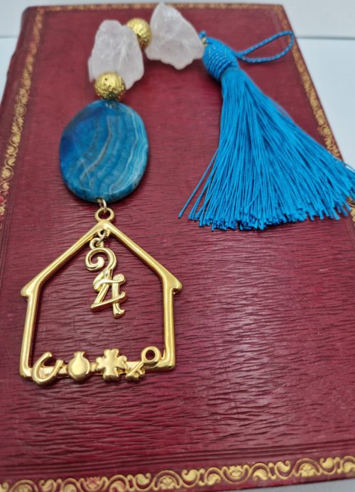 Charm with agate, gilded lava,moonstone and gilded elements - Image 2